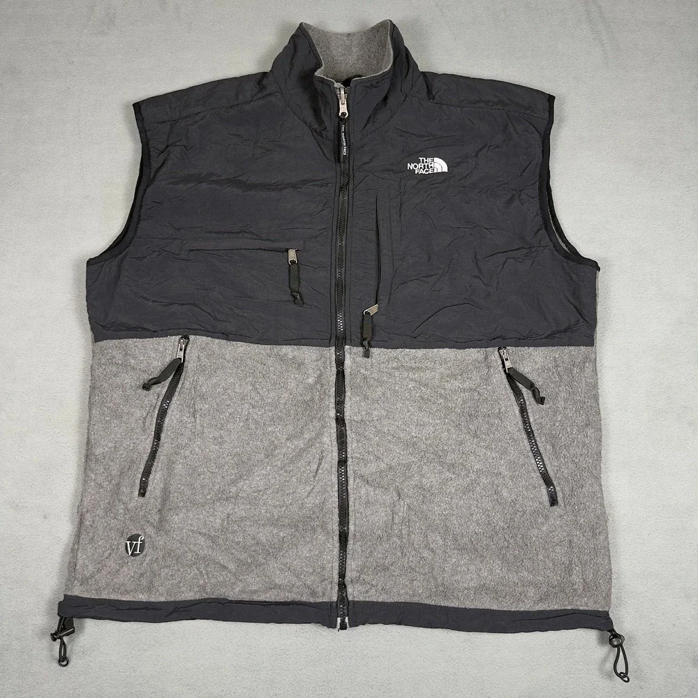 The North Face  Y2K Denali Fleece Vest Mens XL Gray Black Full Zip Made in USA